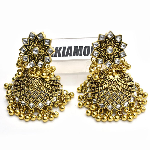 Antique Gold  Color Women Earrings Vintage Tassel Bead Earring Indian Dangle Earrings Jhumki Antique Jewelry egfradb1g-4
