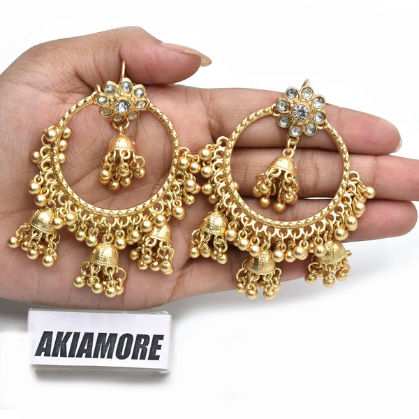 New Ethnic Vintage Women's Geometric Turkish Jhumka Earrings Indian Jewelry Gold Bell Tassel Dangling Earrings Turkey Jewelry egfradb3d-4