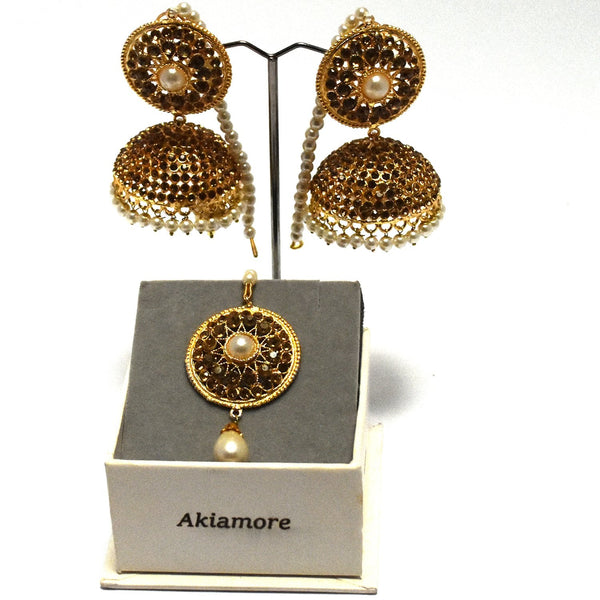 copper and Silver crystal stylish jhomki with bindiya egfrpdb3i-5