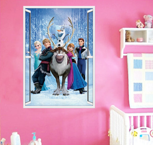 Cartoon Princess Elsa Anna Diy Frozen Wall Stickers Kids Rooms Background Decoration Removable Children Bedroom Poster Decor lm7023