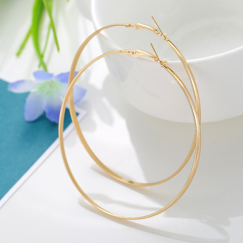 Golden Small Big Circle Women Hoop Earrings Exaggerated Hoop Ear Loop Smooth Ring Round Earring Stainless Steel Jewelry eg10gdc2b-4