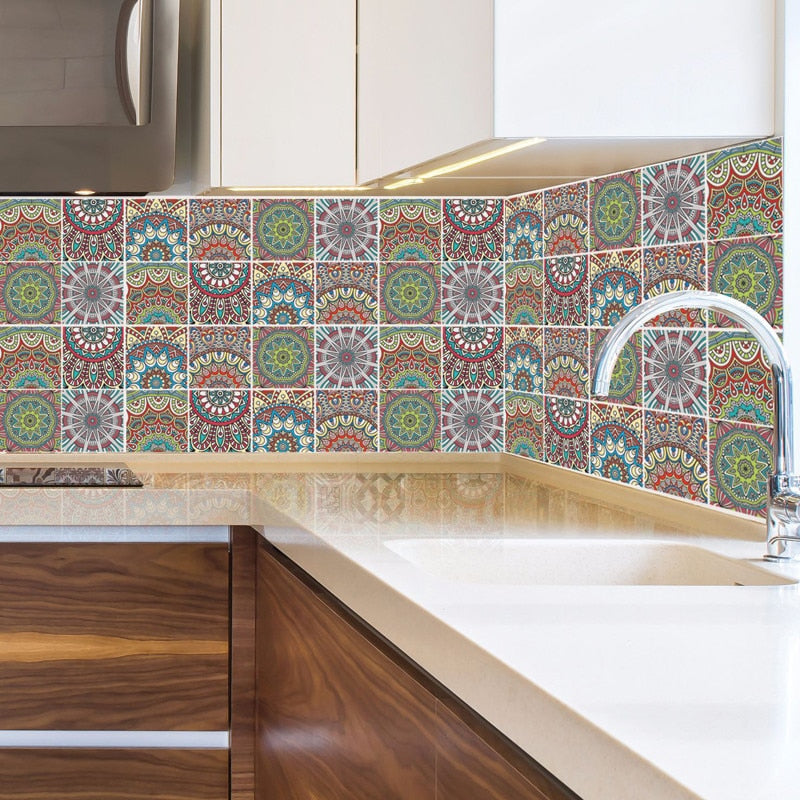Premium Mosaic Self Adhesive Wallpaper Sticker, PVC 2D Waterproof Oilproof Ceramic Tiles Stickers Toilet Tile Wall Paper Wall Tiles 8"x8" (6 Sheets)  JM710