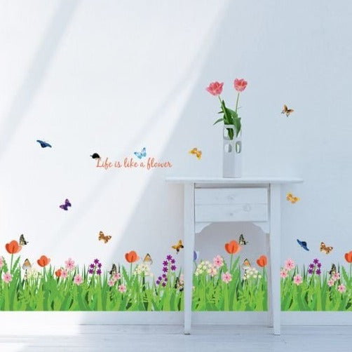 Wallsticker SK9057 Grass Fence Butterfly wall sticker stiker dinding