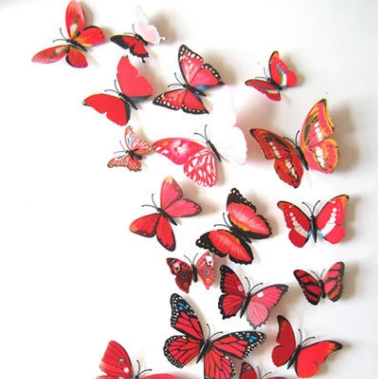 12 Pcs 3D Butterfly single lear Wall Stickers PVC Children Room Decal Home Decoration Decor