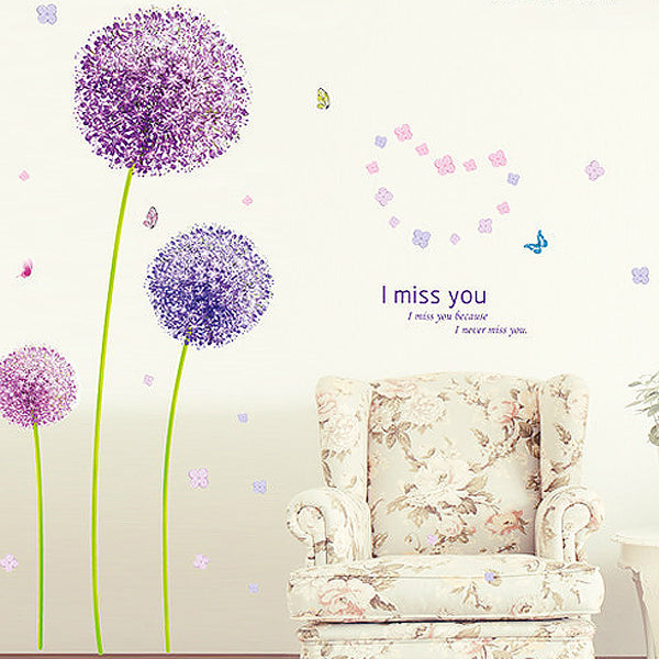 Flowers wall stickers - Dandelions - Butterflies ay7129