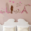 Romantic Paris Love Wall Sticker Eiffel Tower Wall Paper Colorful PVC Wall Decal Removeable Wall Decor – Wall Stickers