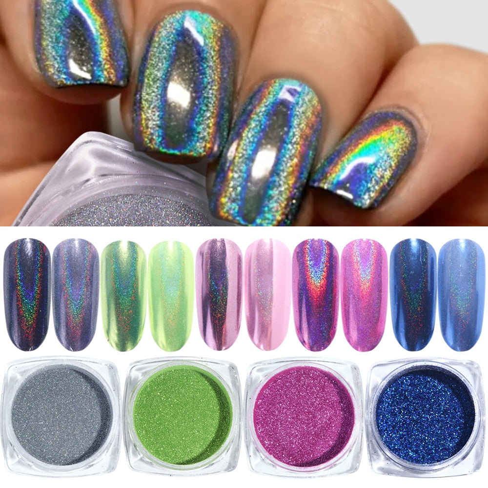 12 boxes Holographic Nail Powder Holo Powder for Nails ntfrmir3f-1