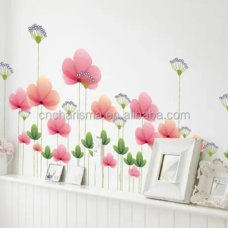 China Supplier Removable Beautiful Flower Vinyl Wall Paper Sticker For Room Decoration