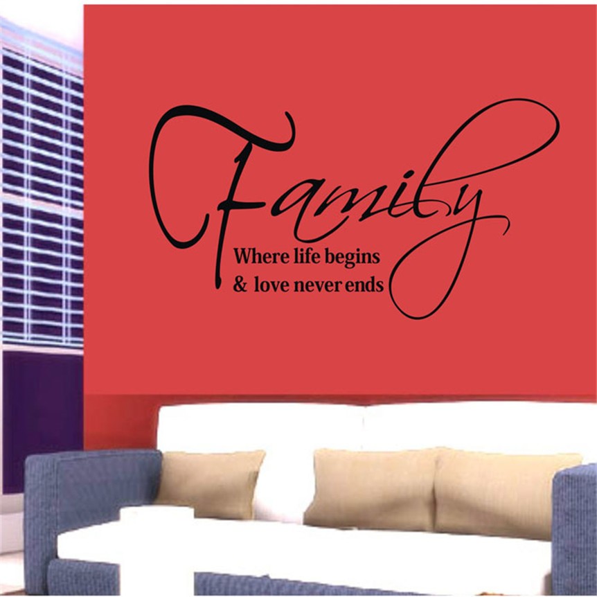 Family where life begins and love never ends wall sticker 30cm by 60 cm