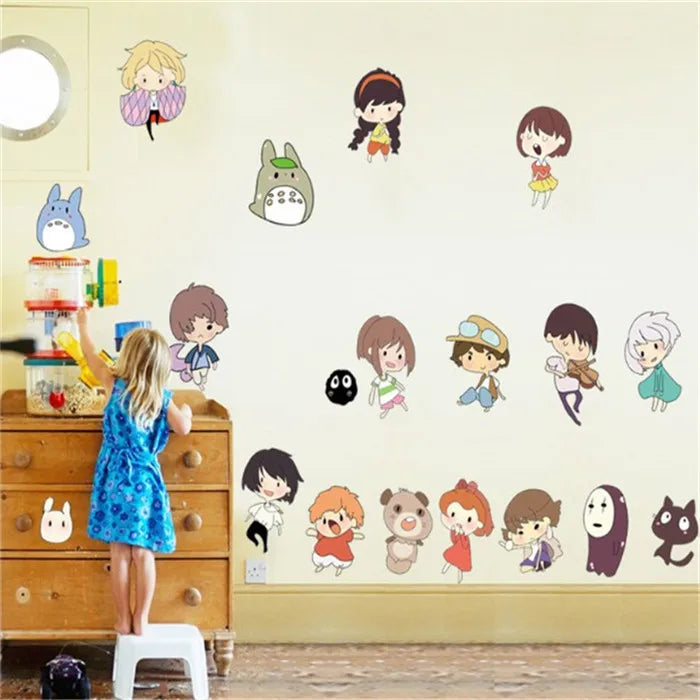 Hayao Miyazaki Animation Ghibli Totoro Wall Sticker Cartoon My Neighbor Totoro Wallpaper Kids Room Home Decor Anime Wall Art