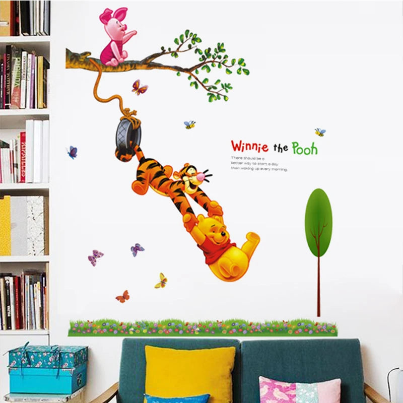 Hot cartoon Winnie Pooh friends tree wall stickers for kids room boy home decor wall decals nursery decoration wall poster gift