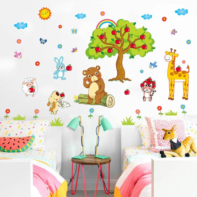 Jungle Wild Animals Vinyl Wall Decals Sticker for Baby Nursery Child Bedroom Stick Room Decor Living Room Decoration xl8205