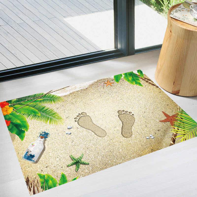 3D solid beach footprints, floor stickers, door mats, PVC waterproof XH9298
