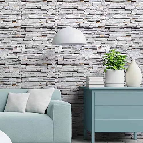 Gray Brick Wallpaper Peel and Stick Brick Contact Paper Self Adhesive Wallpaper Removable Wallpaper 3D Textured Faux Brick Wallpaper for Home Bedroom (45 x 845 cm), (332 inche x 18 inche)