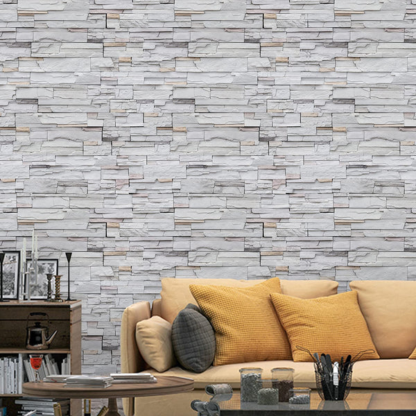 Gray Brick Wallpaper Peel and Stick Brick Contact Paper Self Adhesive Wallpaper Removable Wallpaper 3D Textured Faux Brick Wallpaper for Home Bedroom (45 x 845 cm), (332 inche x 18 inche)