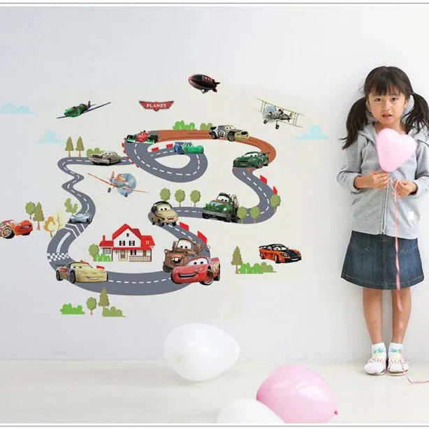 cars track Wallsticker wall sticker sticker dinding size 60x90 xy1160