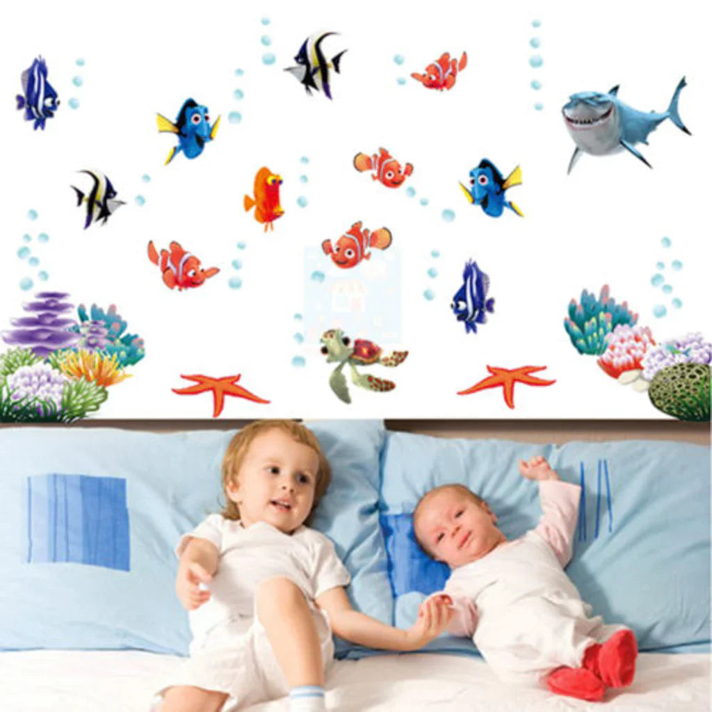 Finding Nemo Shark Fish Bathroom Mural Wall Decals Decor Kids Fun Popular Fashion for Boys Girls Living Room size 45x60 ay617
