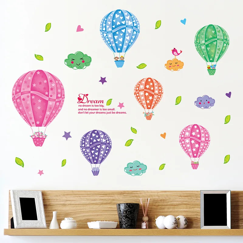 Xh4060c New Cartoon Hot Colorful  Air Balloon Wall Stickers for Kids Room Baby Nursery Room Living Room Waterproof Removable Poster PVC - AliExpress 15