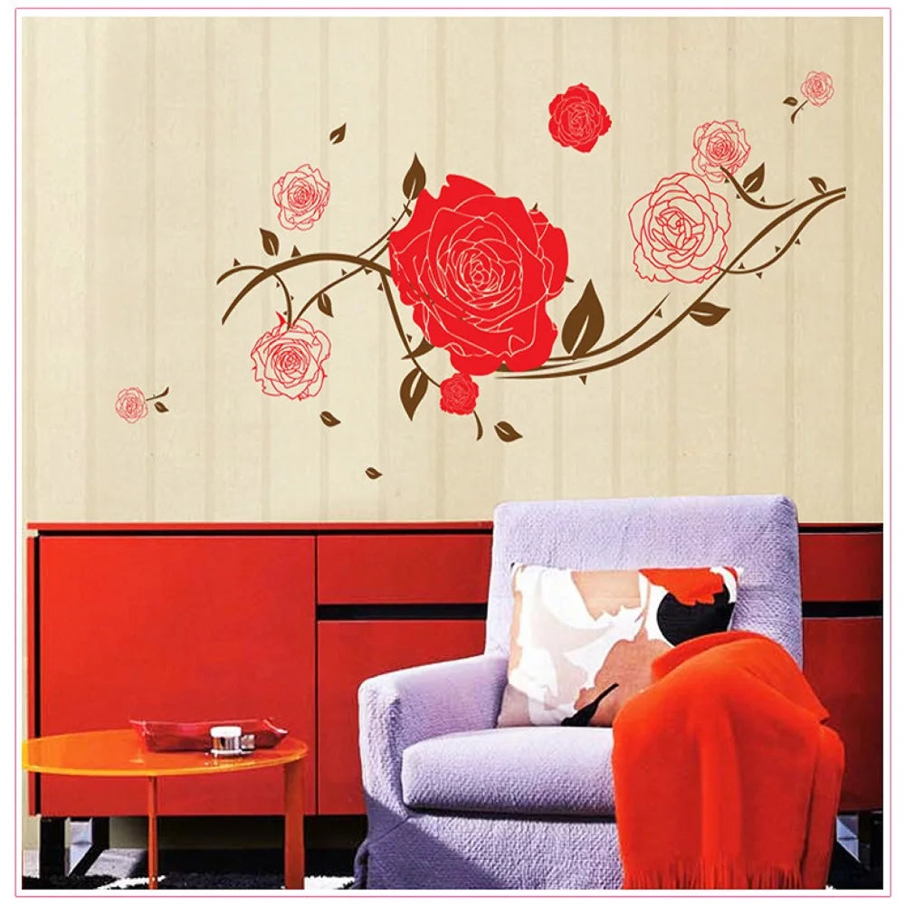 Red Rose PVC Wall Sticker jm7113