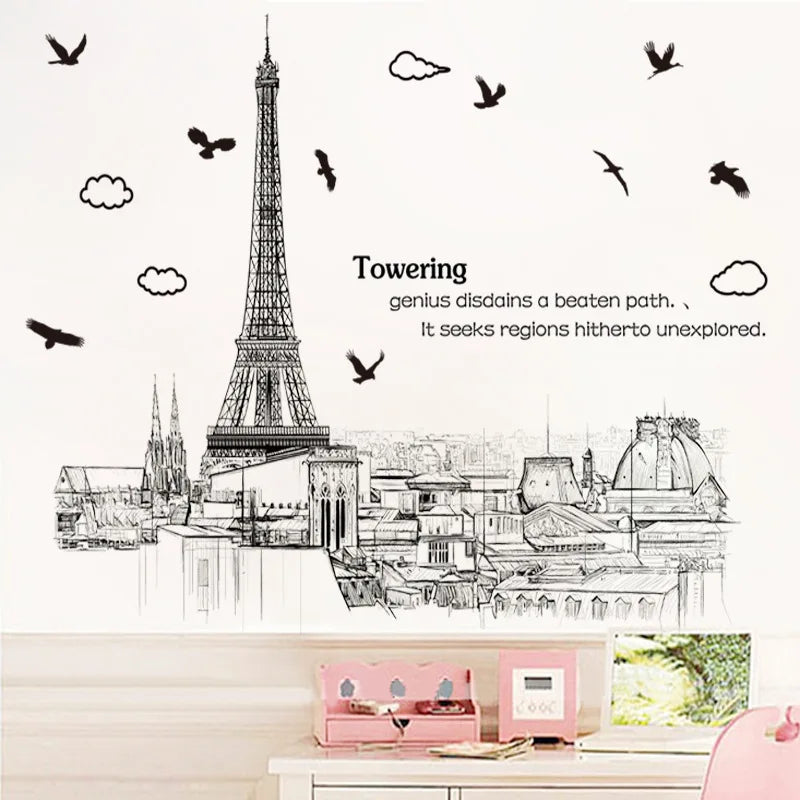 Paris landscape Tower wall stickers Vinyl DIY wall decals for Living room Bedroom sofa background wall Decor Murals - AliExpress 15