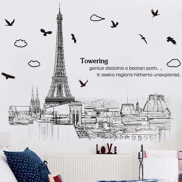 Paris landscape Tower wall stickers Vinyl DIY wall decals for Living room Bedroom sofa background wall Decor Murals - AliExpress 15