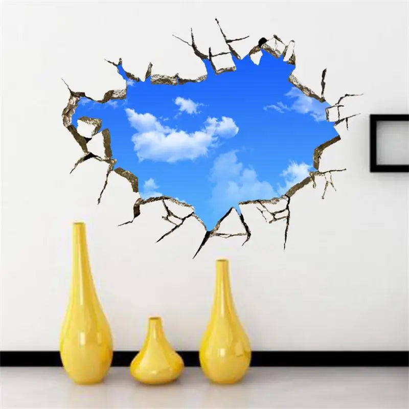 3D Blue Sky and White Clouds Sticker for Kids ay9253