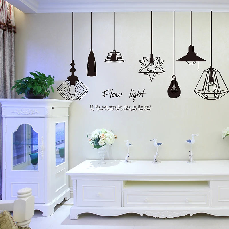 Simple and Elegant Hanging Lamp Wall Sticker for Home Decoration Xh5206c