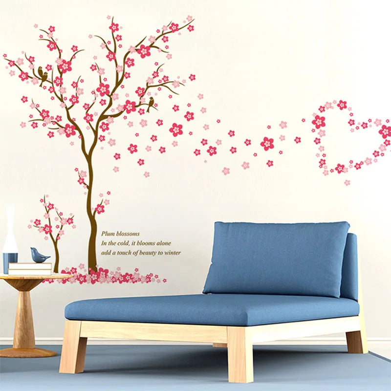 Pink Plum Blossom Tree Love Wall Stickers xh9268