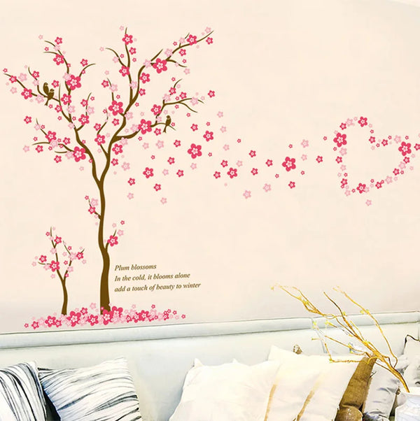 Pink Plum Blossom Tree Love Wall Stickers xh9268