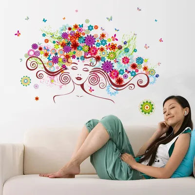 Sk7049 Beautiful Flowers Women Wall Sticker