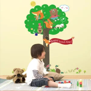 Sk9055 Squirrel Tree Wall Sticker