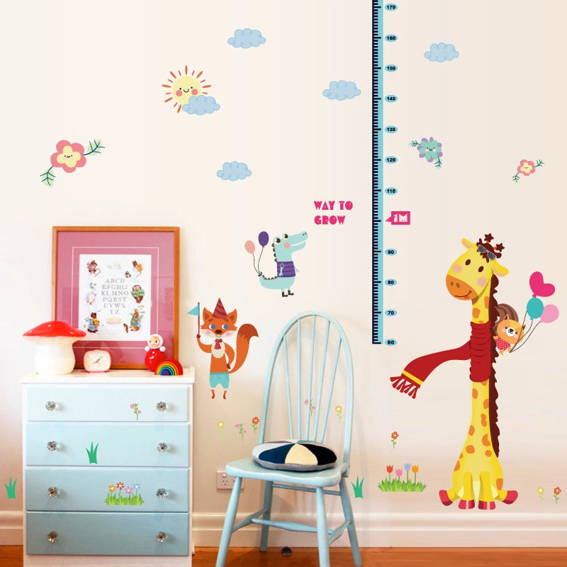 Sk9151 Cartoon Giraffe Height Kids Wall Sticker