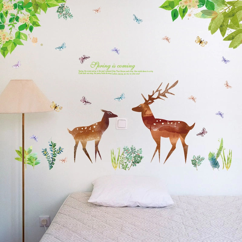 Sk9176 Green Nature Deer Wall Sticker