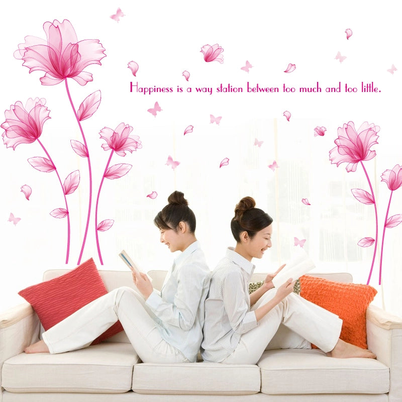 Sk9200 Pink Transparent Blossoms Wall Sticker