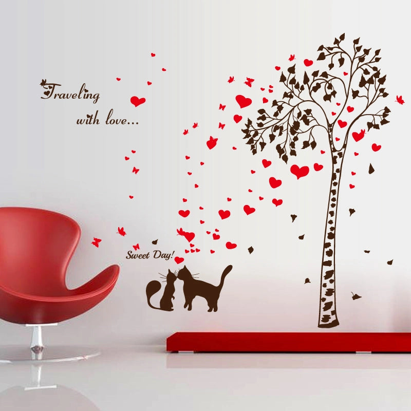 Sk9208 Cat Love Tree Wall Sricker