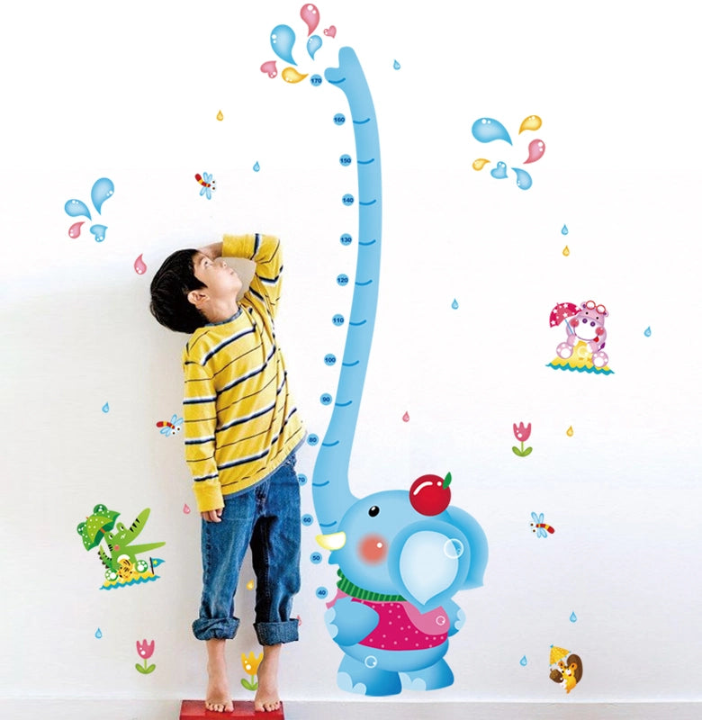 Sk9223 Trunk Elephant Height Kids Wall Sticker