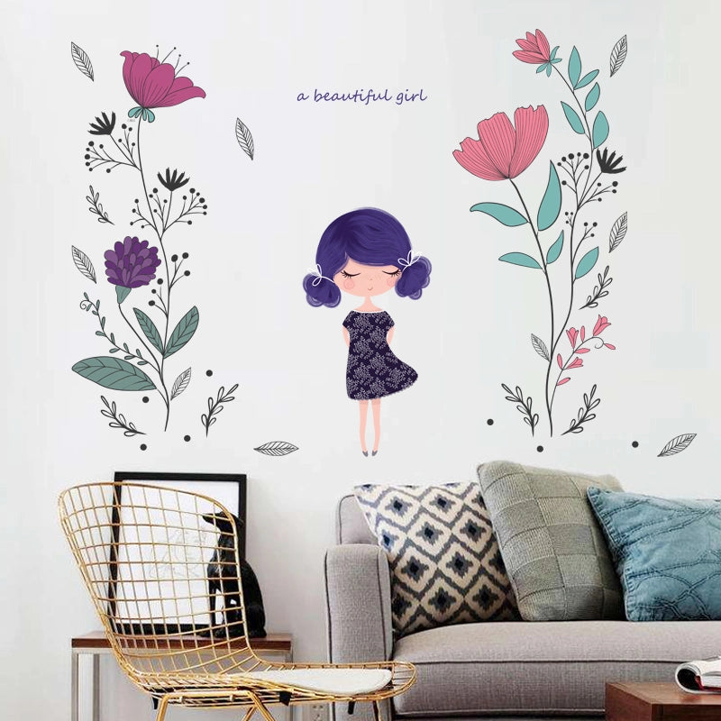 Sk9266 Peace Girl Wall Sticker