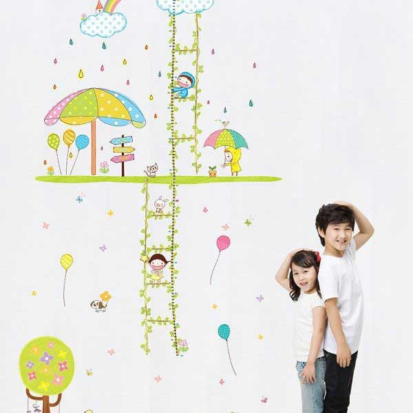 Creative cartoon character aerial staircase child height wall Sticker