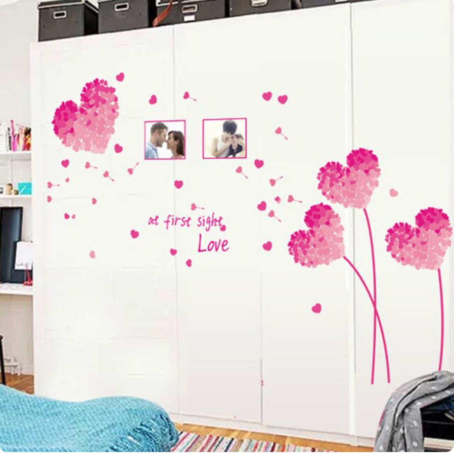 AY7176p Purple Love Grass Wall Stickers Home Decal Decoration Fashion Cute Waterproof Bedroom Living Room Sofa Home Family