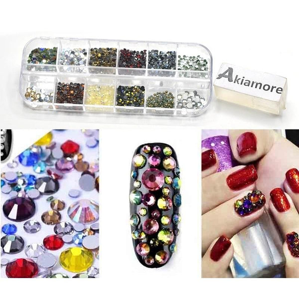 Rhinestones Nail Decoration Round Colorful Glitters With Hard Case DIY Nail Art Decorations ntfrmir2e-1