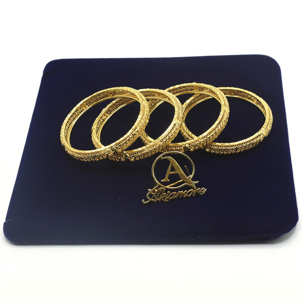 4Pcs Wedding Gold Color Bangle For Women Girls