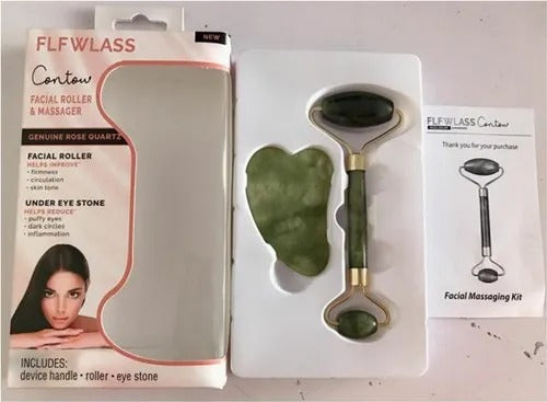Original Jade Roller and Gua Sha Set – Jade Face Roller: 100% Real Natural Jade – Face Massager, Anti-Aging Tool, Facial Roller for Face, Eyes, Neck – Authentic, Durable, Noiseless Design