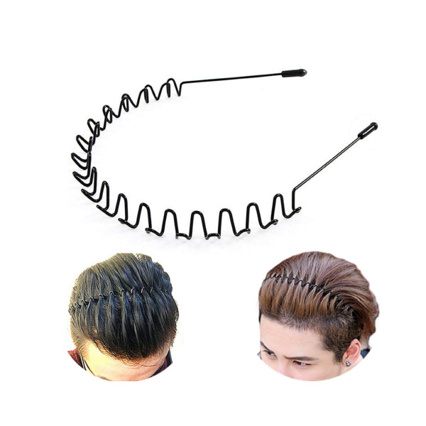 Wavy Spring Black Metal Zigzag Hair Band htfrbks5b-1