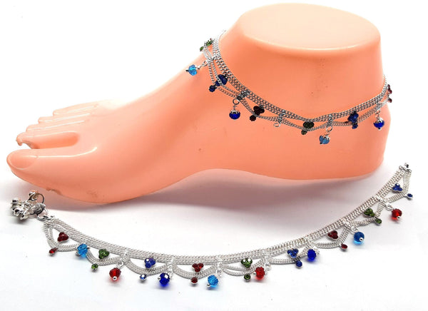 Multi colour silver anklet payal Gnr plfrmia3f-3