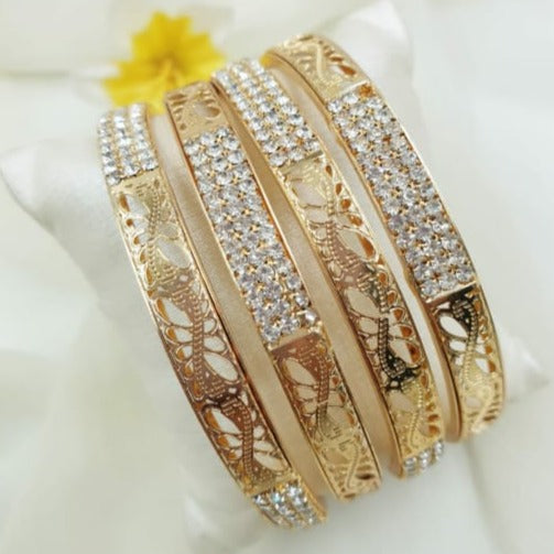 Pack of 4 - New Style Party Fashion Jewelry Gold Plated Bangles for Women & Girls bg24gde3f-1