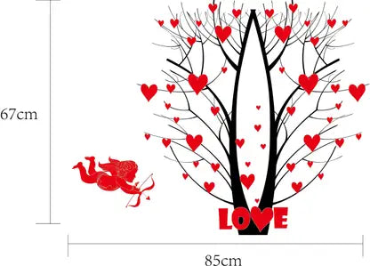 Ay863  Oren Empower 90 cm Valentine special red love tree wall sticker for your loved once Self Adhesive Sticker  (Pack of 1)