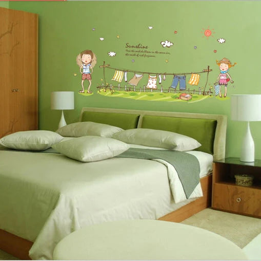 Boy Girl Laundry Rack Pattern DIY Wall Sticker Art Mural Decal Wallpaper Decor size 60x90  ay9151