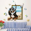 Miico Creative  Cartoon Summer Diving Dog Frame PVC Removable Home Room Decorative Wall Floor Decor Sticker Xl8313