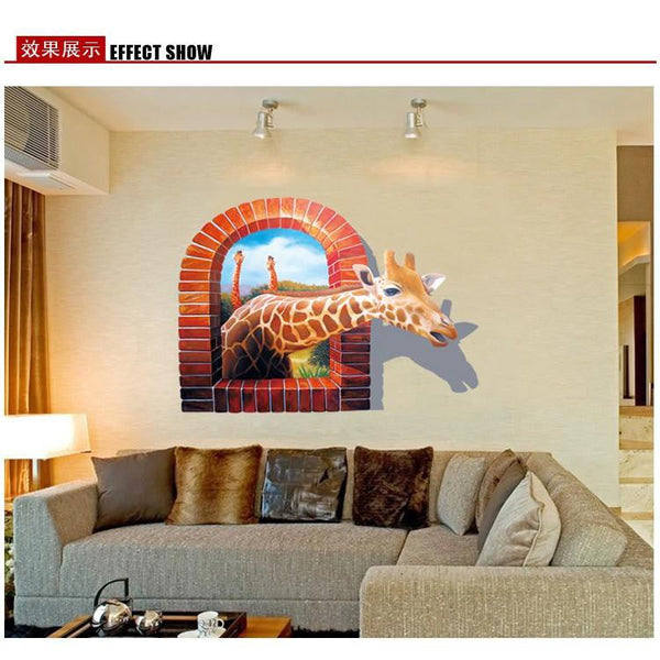 AY9256 3D Wall Stickers Creative Giraffe Wall Sticker For Kids Room.