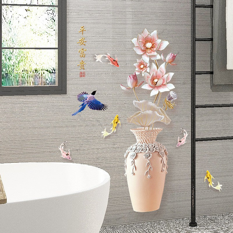 Wall decal 3D painting Porcelain lotus vase - SK9381